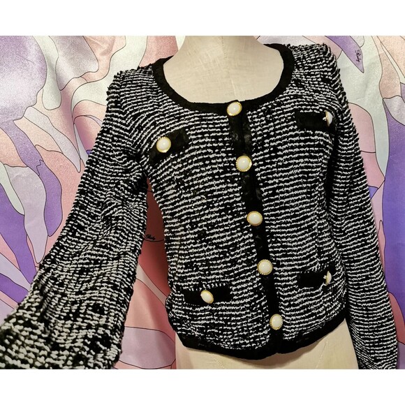 MA*RS Cardigan Small Black Chanel Style Casual Office Party Jfashion Sweater Y2K - Picture 1 of 11